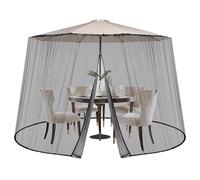 Sekey Moustiquaire Réglable pour Parasol de 250-300cm Terrasse, avec 1 Portes à Fermeture éclair, l, 2,5 m de Haut, Noir
