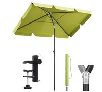 Sekey Parasol Balcon 3-en-1 SET | Parasol Rectangulaire 200 x 125 cm avec UPF50+ & GRS-certifié | Parasols de Jardin Extérieur + Support + Housse Étanche | Inclinable, Hauteurs Réglables, Volants
