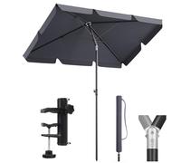 Sekey Parasol Balcon 3-en-1 SET | Parasol Rectangulaire 200 x 125 cm avec UPF50+ & GRS-certifié | Parasols de Jardin Extérieur + Support + Housse Étanche | Inclinable, Hauteurs Réglables, Volants