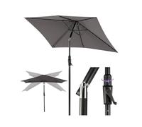 Sekey Parasol rectangulaire 210 x 140 cm, avec manivelle et inclinaison automatique, tube en acier de 38 mm et barres ovales 12 x 18 mm, parasol de marché, protection solaire, pour balcon, jardin