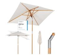 Sekey Parasol Rectangulaire en Bois 200x150 cm pour Marché/Jardin - UV50+ Inclinable avec Toile Recy GRS Créme