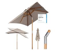 Sekey Parasol Rectangulaire en Bois 200x150 cm pour Marché/Jardin - UV50+ Inclinable avec Toile Recy GRS Taupe