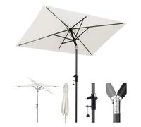 Sekey Parasol rectangulaire pour balcon, terrasse et jardin, 200 × 125 cm, avec support de parasol pour balcon, terrasse et jardin, résistant au vent, inclinable UPF 50+