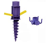 Sekey Pied de Parasol pour Plage - Support Parasol avec Ancrage au Sol et Crochet, Fixation pour Canne de 22-32 mm, Pied Parasols pour Sable, Terre et Prairie, Violet