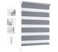 Sekey Store Enrouleur Double Klemmfix sans perçage pour fenêtre, Store Double 55 cm de Large, Store Enrouleur Duo, Protection Solaire, 55 x 150 cm, Gris