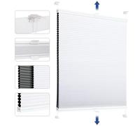 Sekey Store plissé en nid d'abeille - sans perçage - 100% occultant - Opaque - Klemmfix - Rail en Aluminium - Blanc et Gris - 80 x 130 cm (l x h)