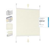 Sekey Store plissé Klemmfix sans perçage 110 x 130 cm Store plissé pour Portes et fenêtres Opaque Protection visuelle Protection Solaire 110 cm de Large Beige