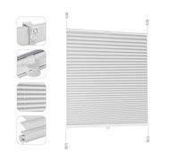 Sekey Store plissé occultant sans perçage, Klemmfix, 45 cm de Large, tendu, Opaque, Protection Solaire, pour fenêtre, 45 x 150 cm, Blanc