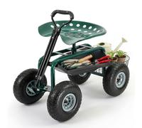 Sekey, tabouret à roulettes pour jardin, siège pivotant à 360 degrés, pneus gonflables, idéal pour le jardin, l'aide aux récoltes (jusqu'à 180 kg), avec poignée et espace de rangement pour serre