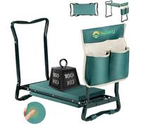 Sekey Tabouret de Jardin réglable en Hauteur pour Le Travail du Jardin, capacité de Charge 160 kg, Repose-Genoux Pliable avec Poches à Outils, Dimensions 60 x 50 x 28 cm, Couleur Vert (Standard)