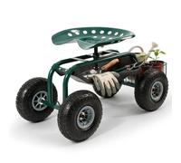 Sekey, tabouret de jardin rotatif à 360 degrés, avec siège rembourré, pneus gonflables, idéal pour le jardin, aide à la récolte (charge maximale 180 kg), siège de jardin, espace de rangement pour les 