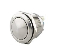 SeKi Bouton poussoir en acier inoxydable de 16 mm de diamètre - Tête bombée - Raccord à vis - Bouton de sonnette