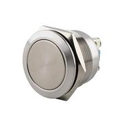 SeKi Bouton poussoir en acier inoxydable - Diamètre : 22 mm - Tête plate - Raccord à vis - Bouton de sonnette.