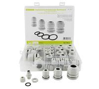 SeKi Lot de 40 presse-étoupes M12, M16, M25 et M25 gris avec contre-écrou et bague d'étanchéité - IP68 - En plastique étanche