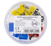 SeKi Lot de 45 embouts de câble jumelés isolés 4,0-16,0 mm² (20 x 2 x 4,0 mm² gris, 10 x 2 x 6,0 mm² jaune, 10 x 2 x 10,0 mm² rouge, 5 x 2 x 16,0 mm², bleu)