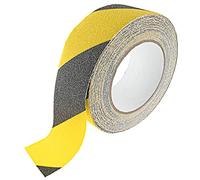 SeKi Ruban adhésif antidérapant noir/jaune, 50 mm x 10 m, bande de sécurité antidérapante pour escaliers, marches, carreaux, rampes, échelles ou revêtements de sol ; bande antidérapante autocollante.