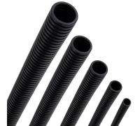 Seki Tube ondulé 7 mm non fendu 2 m noir - Gaine de protection de câble en polypropylène flexible - Diamètre intérieur 7 mm - Intérieur et extérieur - Protection de câble pour installation électrique