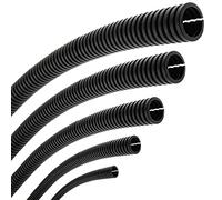 Seki Tube ondulé Flexible - Diamètre intérieur : 7,0 mm - Longueur : 2 m - Fendu - Ouvert - Protection Contre Les martres - Noir - Diamètre intérieur : 7,0 mm