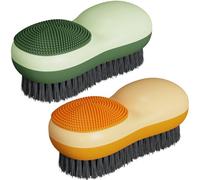 Selaurel Lot de 2 brosses à linge à poils doux double face pour enlever les taches en silicone pour vêtements et ménagers brosse de lavage à double usage