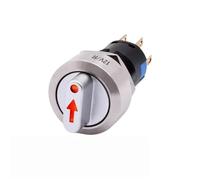 Sélecteur rotatif en métal 16mm, 2 ou 3 positions marche/arrêt, lumière Led 12V, bouton poussoir rouge vert 1NO1NC 2NO2NC, verrouillage SPDT(Red,1POSI 2NO2NC_12V-24V)