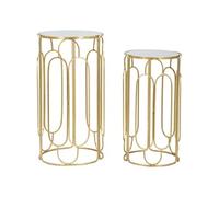 Mauro Ferretti Consoles rondes Arty en métal Lot de 2 Argent