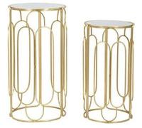 Mauro Ferretti Consoles rondes Arty en métal Lot de 2 Argent
