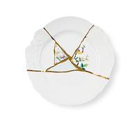 Seletti Assiette Kintsugi Porcelaine Or 24 carats Blanc