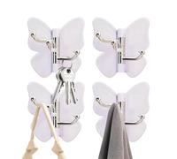 Self Adhesive Wall Hooks 4 Pieces Butterfly Rotating Hanger Attac Organizer