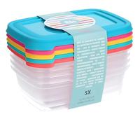 Self Import Agencies BOITE A PROVISION, LOT DE 5 PCS - 5X 600ML - 16X12X8.5CM - COUVERCLE ASSORTI COULEURS
