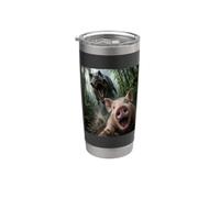 Selfie cochon avec dinosaure T-Rex Gobelet isotherme en acier inoxydable double paroi