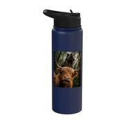 Selfie vache Highland avec dinosaure T-Rex Stainless Steel Insulated Water Bottle