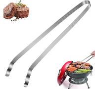 SelfTek Grillzange en Acier Inoxydable - Longue 40 cm Pince à Grill pour Barbecue électrique, Au Charbon Ou Au Gaz, Pince à Viande Saucisses Steak, Compatible Lave-Vaisselle, Argent