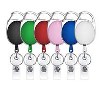 Selizo Porte Badge Enrouleur,6 Pièces Porte Clé Retractable Porte Clef Retractable Avec Porte-Badge Mousqueton,Porte Badge Retractable Enrouleur Badge pour Porte-clés, Carte D'identité, Badge