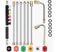 Selkie Lance d'extension de 304,8 cm pour nettoyeur haute pression avec embouts de buse de pulvérisation, tige incurvée à 30°, 90°, connexion rapide de 6,35 mm, remplacement pour anneau anti-fuite
