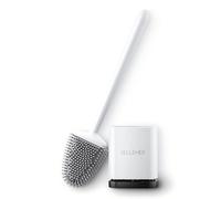 Sellemer Brosse WC Silicone, Balai WC Montage Mural/au Sol, Brosse Toilettes vec Séchage Rapide Support Ventilé (Blanc, 1 Pièces)