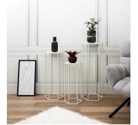 HOME DECO FACTORY - HD62201, Lot de 3 Sellettes Gigognes en Métal Blanc pour Plantes et Décorations, Dimensions 60x30x26 cm - Conçu pour Salon, Chambre ou Entrée