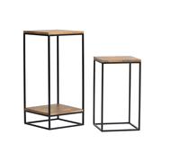 Sellettes gigognes en bois manguier massif et métal noir L34 cm (lot de 2) IGGY