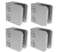 Sellon24® Lot de 4 supports de serrage en acier inoxydable V2A pour garde-corps - Rectangulaires - 45 x 45 x 28 mm - Avec insert en caoutchouc - Plat ou pour poteaux 42,4 poli - K320 MOD 21 (plat +
