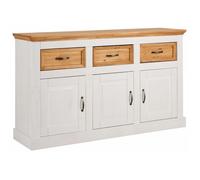 Selma - Buffet Avec 3 Portes Et 3 Tiroirs En Effet Pin Teinté Blanc