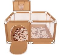 Selonis parc avec panier et 100 balles Parc pour enfants, beige:beige pastel/rouge cuivre/perle