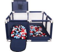 Selonis parc avec panier et 100 balles parc pour enfants, bleu:noir/blanc/rouge/bleu bébé