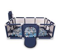 Selonis Parc Bébé Avec 900 Balles Plastiques Aire De Jeu Pliable Basket Football, Bleu Foncé:Gris/Blanc/Transparent/Babyblue