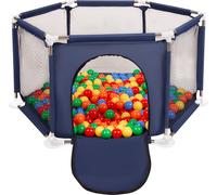 Selonis parc hexagonal avec 100 balles parc pour enfants, bleu:jaune/vert/bleu/rouge/orange