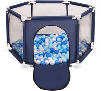 Selonis parc hexagonal avec 200 balles parc pour enfants, bleu:babyblue/bleu/perle