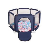 Selonis parc hexagonal avec 200 balles parc pour enfants, bleu:bleu bébé/rose poudré/perle