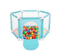 Selonis parc hexagonal avec 200 balles parc pour enfants, menthe:jaune/vert/bleu/rouge/orange