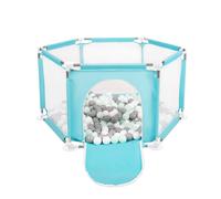 Selonis parc hexagonal avec 200 balles parc pour enfants, mint:blanc/gris/mint