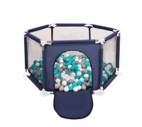 Selonis parc hexagonal avec 400 balles parc pour enfants, bleu:gris/blanc/turquoise