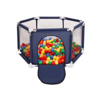 Selonis parc hexagonal avec 400 balles parc pour enfants, bleu:jaune/vert/bleu/rouge/orange