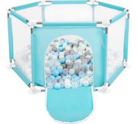 Selonis parc hexagonal avec 400 balles parc pour enfants, mint:pearl/grey/transparent/baby blue/mint